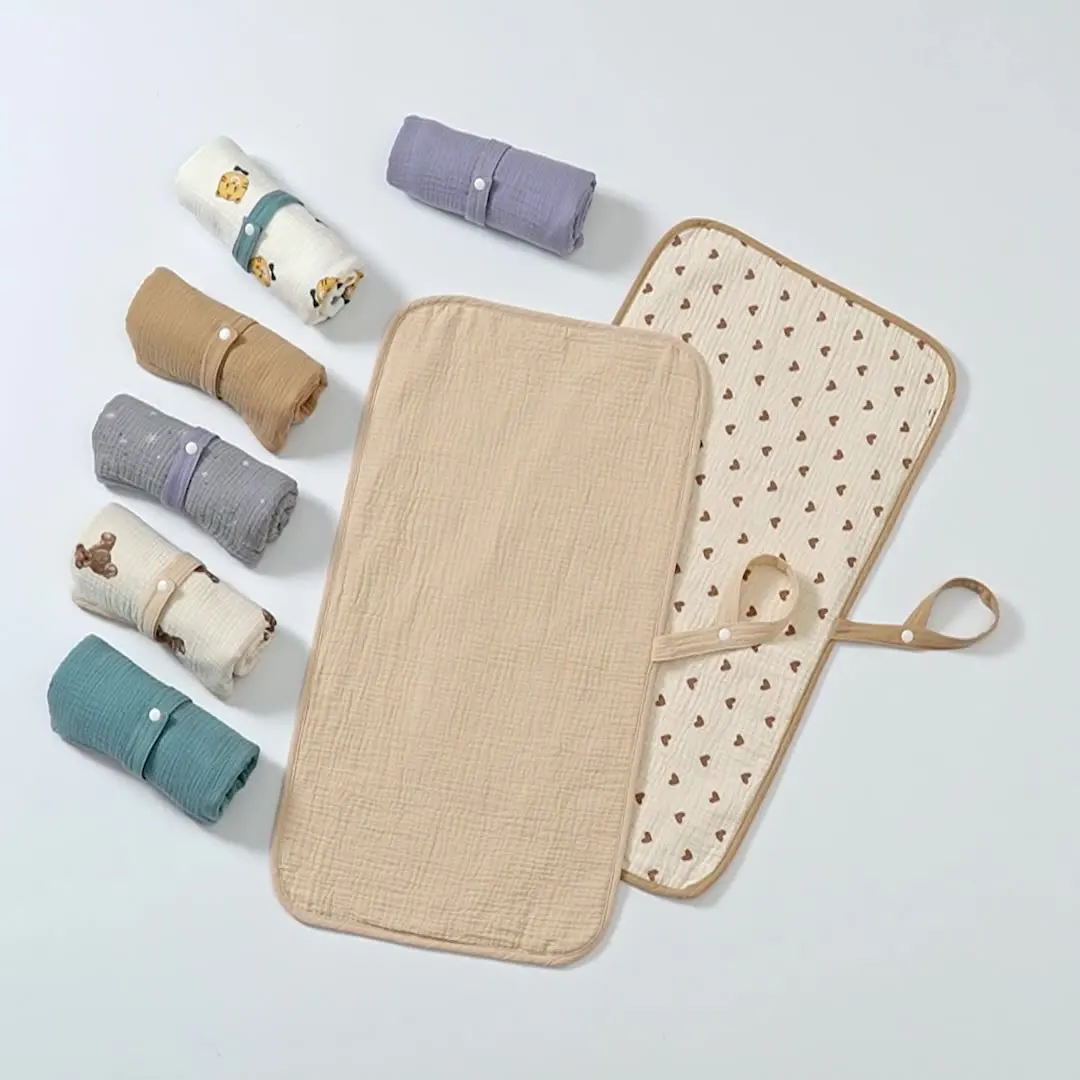 Waterproof Muslin Cotton Fashion and Stylish Baby Changing Pad Liner Washable Foldable Infant Urine Mat