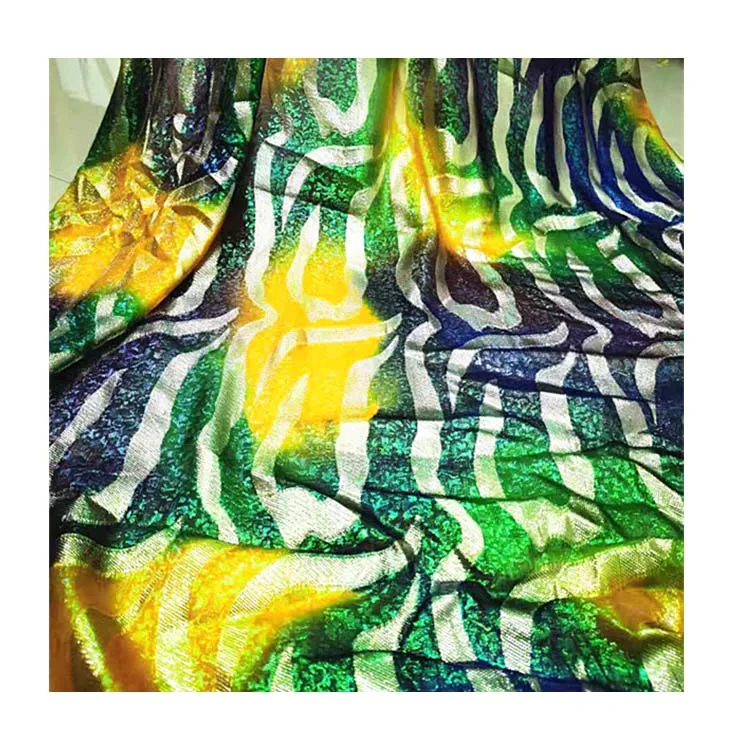 New Style Original Design Handmade Color Gold Silk Jacquard Chiffon Fabric