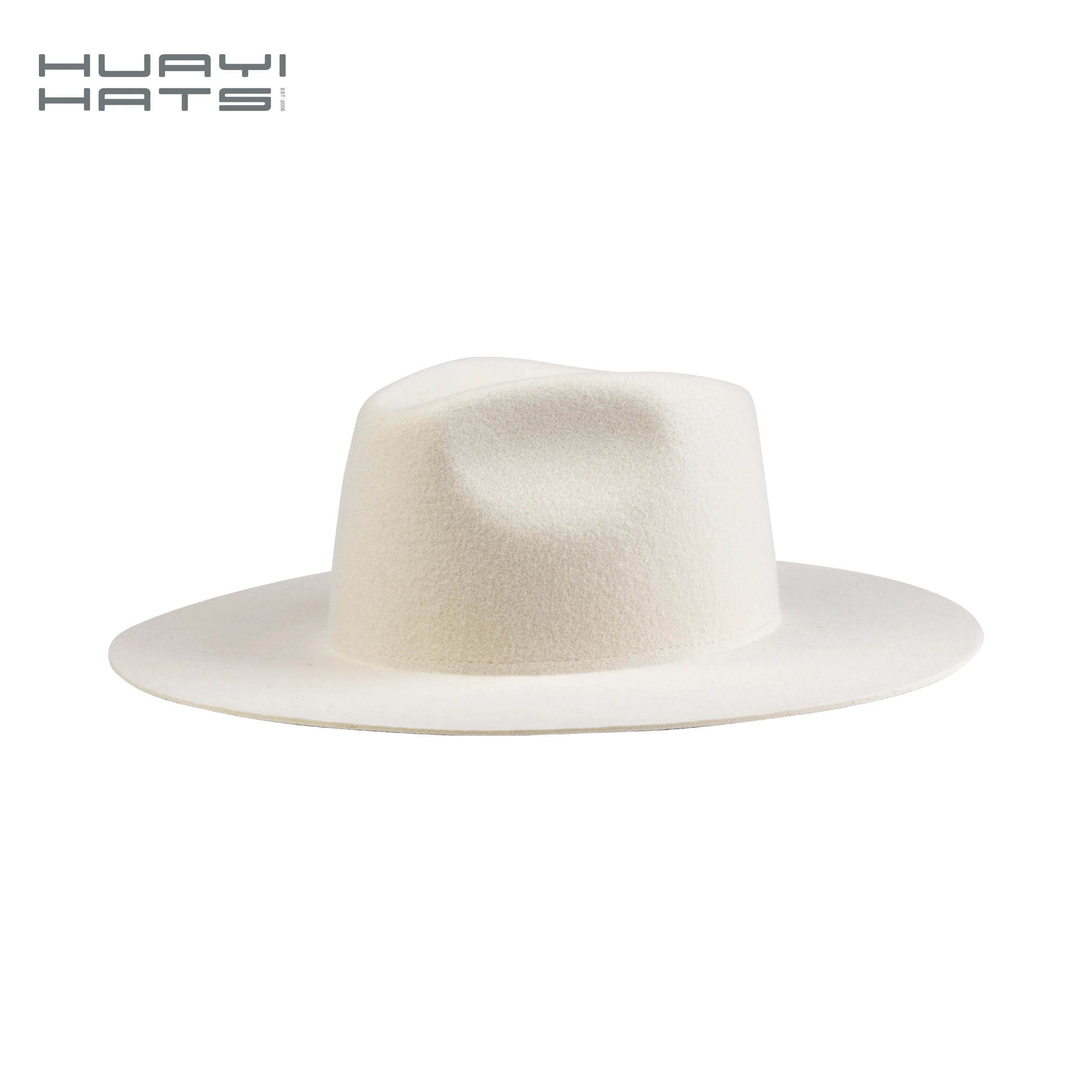 Huayi 2023 Men Popular Fashion Style Men Wool Fedora  Hat High Quality Men Felt Fedora Hats White