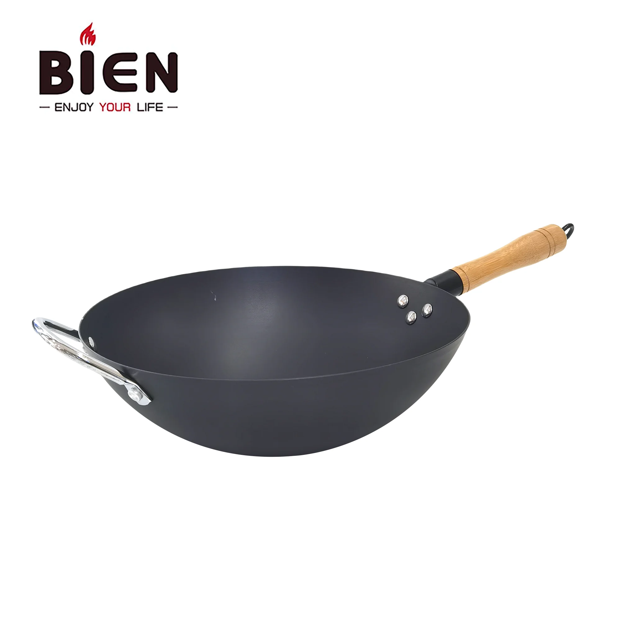 BIEN Factory Wrought iron wok Non-smoke non-stick household kitchen wok 0 Coated lightweight gift wok
