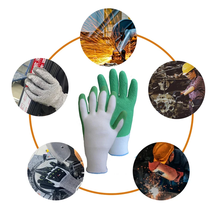 SunnyHope Work Industrial Protective Gloves Gloves coated with palm pattern latex gloves PolyCotton