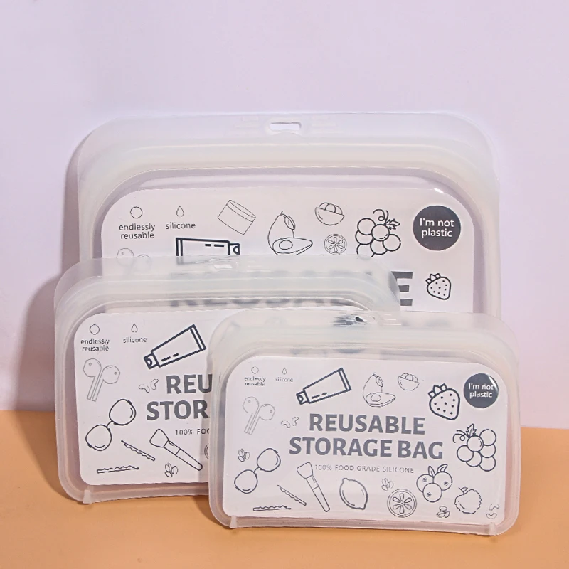 Индивидуальные многоразовые Экологически чистые пакеты для закусок, силиконовые пакеты для морозильной камеры, силиконовый Пакет для хранения продуктов