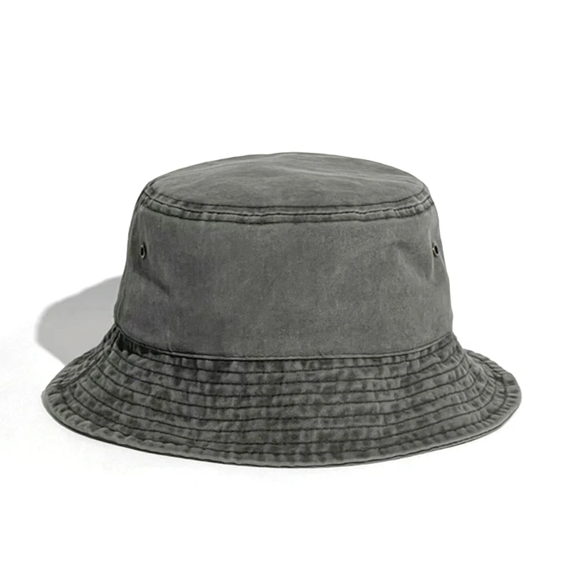 Рыбацкий хлопок, винтажная потертая объемная 3d вышивка логотипа, джинсовый дизайн на заказ, ваша собственная Панама