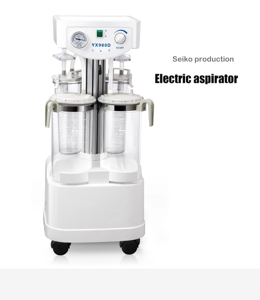 Hot Sell Medical Aspirator Electric Double Bottles Suction Trolley Unit Wound Surgical Vaccum Suction Machine