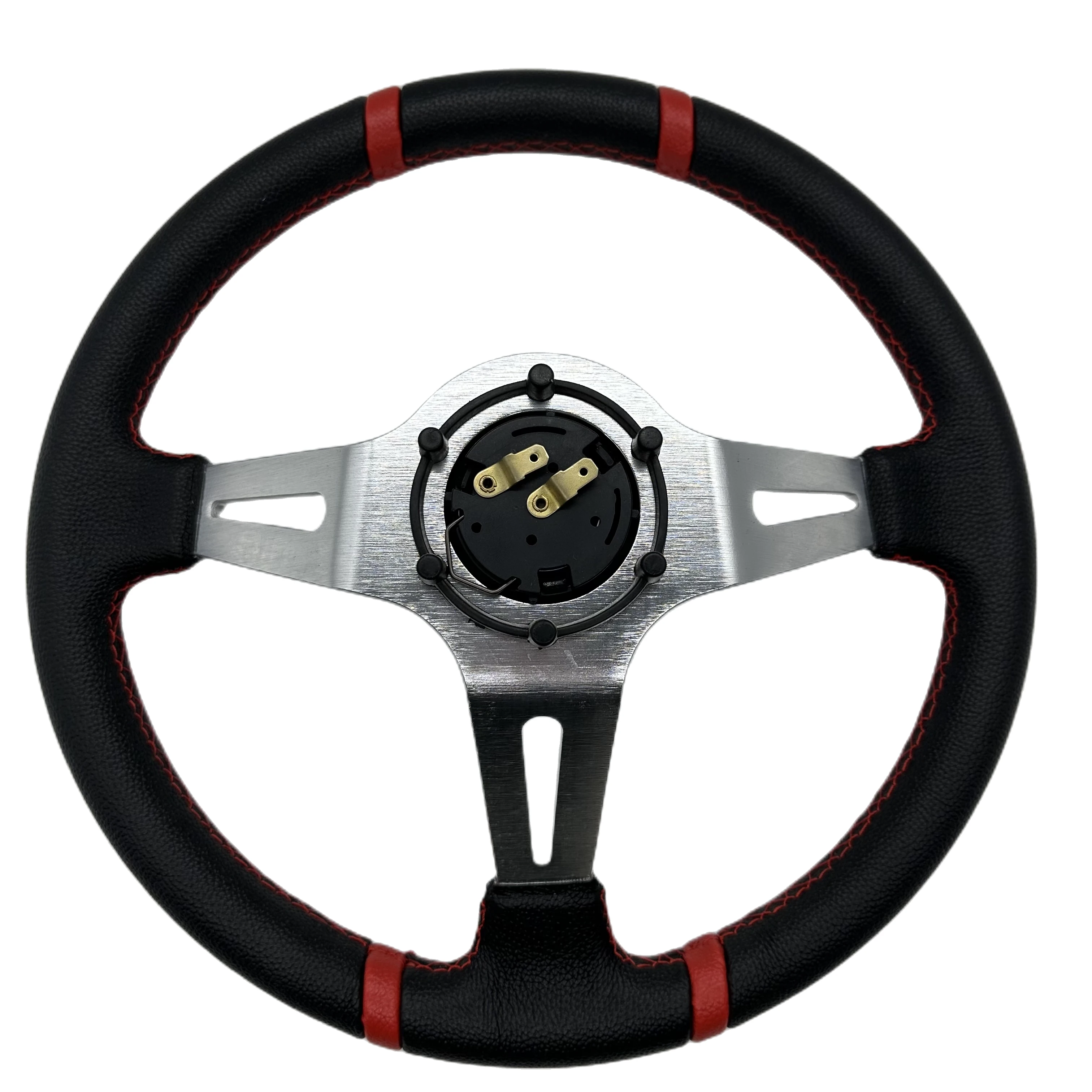 Universal 350 MM Deep Dish 95 MM PVC Leather Sports Racing Steering Wheel With Horn