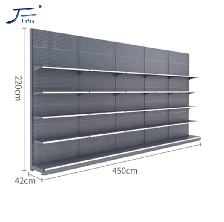 Customized metal supermarket  Small Grocery Shelves Metal Store Gondola Shelves Metal Shelving