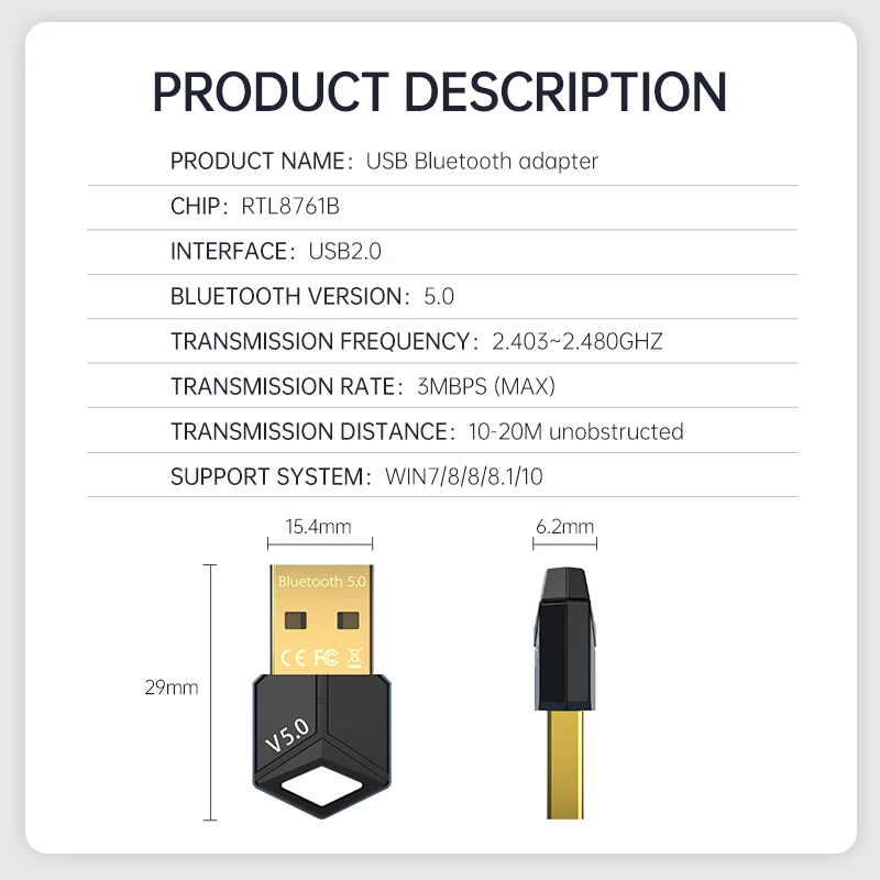 USB Blueteeth 5 0 адаптер аудио передатчик приемник ключ музыка беспроводной для ПК компьютера
