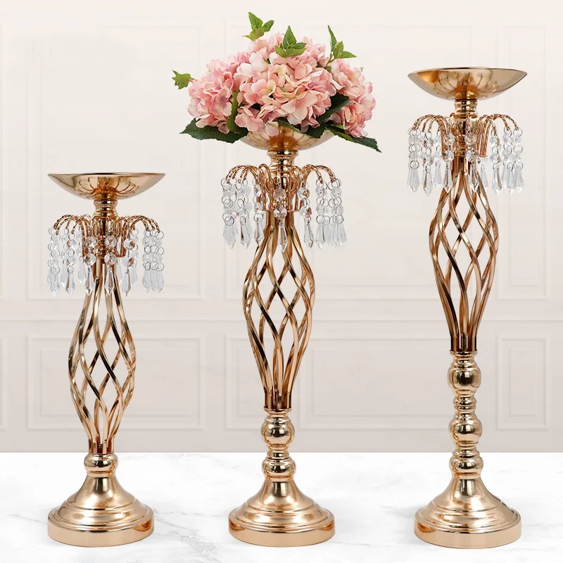 Wedding Golden Floral Ware Metal Vase Ornamental Table Centerpiece Road Guidance Home Decor Wedding Decorations