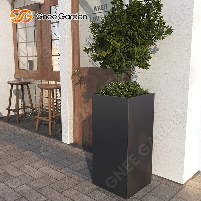 Metal planter rust flower pot outdoor garden Long plant flower box