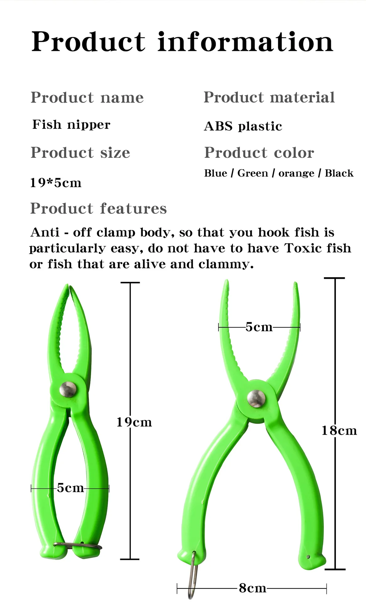 Plastic Floating Water Portable Fishing Gripper Fish Grip Lip Clamp Grabber Tool Fish Controller Fishing Plier