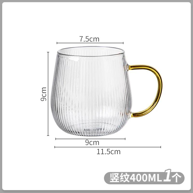 Hammer Grain Glass Cup Gold Handle Handblown High Borosilicate Glass Mug With Bamboo Lid
