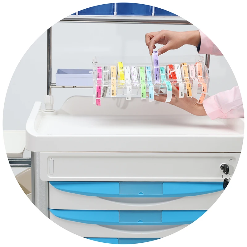 3-Year Warranty ABS Plastic Medical Trolley Hospitals Clinics Stainless Steel Emergency Crash Cart Anesthesia Medicine Storage