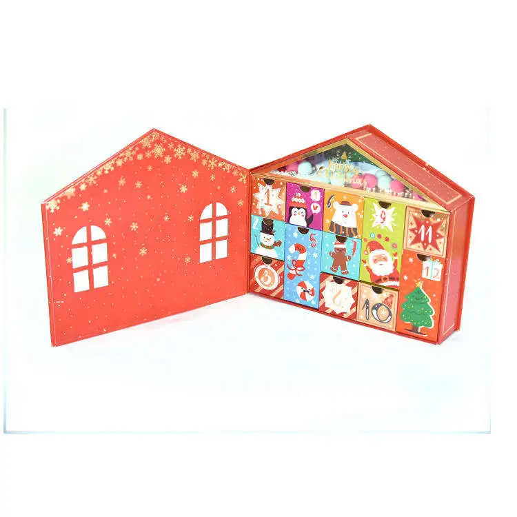 Custom customized gift box Design Christmas Mystery Blank Advent Calendars Cardboard Box