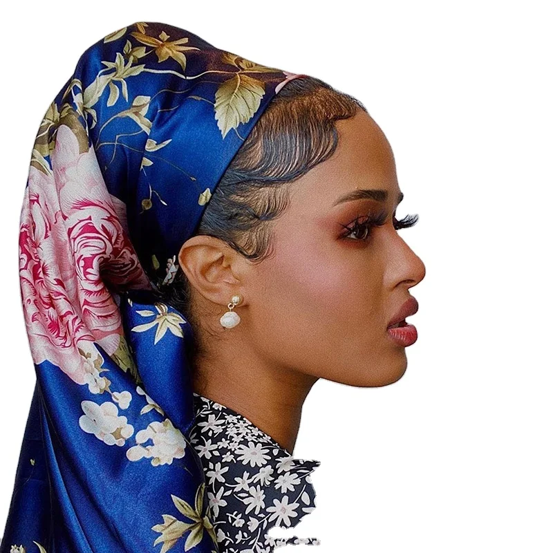 90*90cm Square Silk Scarf Women Print Hair Neck Hijab Scarf Muslim Female Chiffon Shawl Wrap Head Scarves Muffler Pareo Bandanna