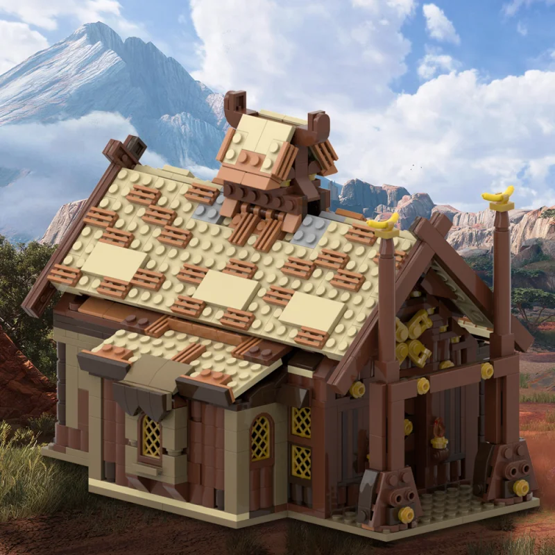 Goldmoc The Lord of DIY Bricks Toys The Ring MOC-186205 Meduseld Village Street View set Building Blocks Toys