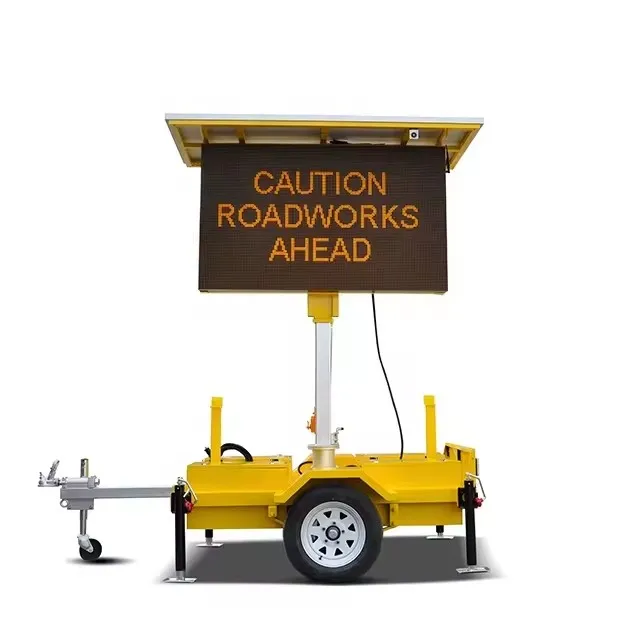 LED Solar Powered Rotatable Portable Hydraulic Lift Variable Message Board VMS Mobile Trailer Full Color Traffic Display Sign