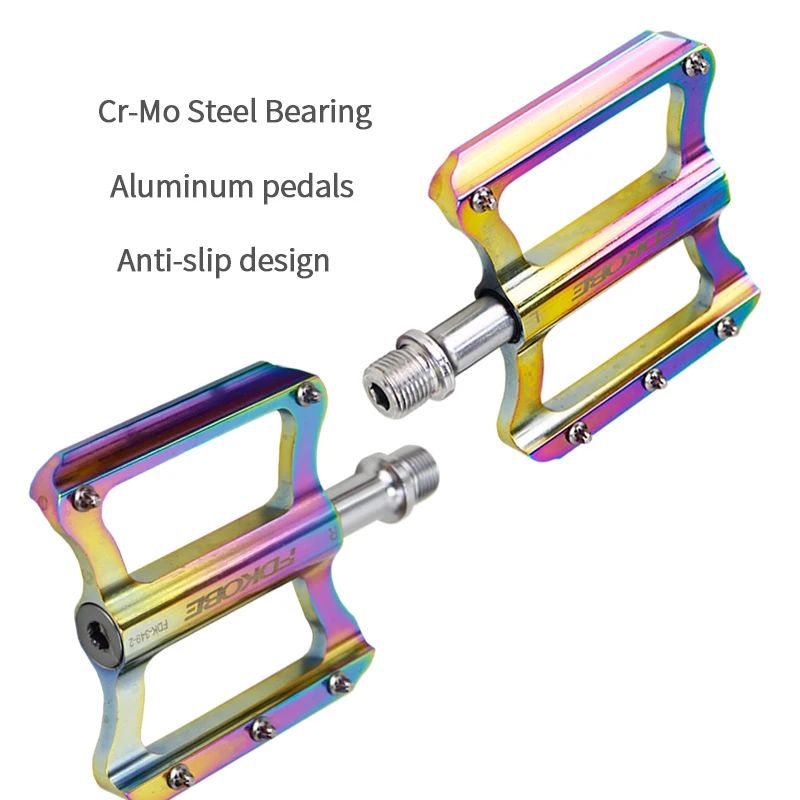 AKANTOR ultralight aluminum alloy cycle non-slip pedal mountain road bike rainbow color bicycle pedales other bicycle parts