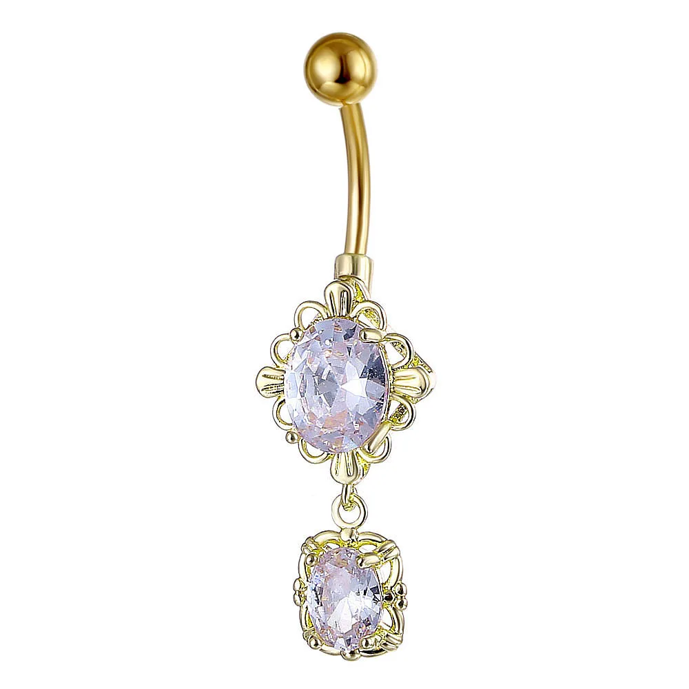 2024 Sexy Lady Piercing Ombligo Body Jewelry Vintage Luxury Stainless Steel Crystal Zircon Flower Belly Button Rings