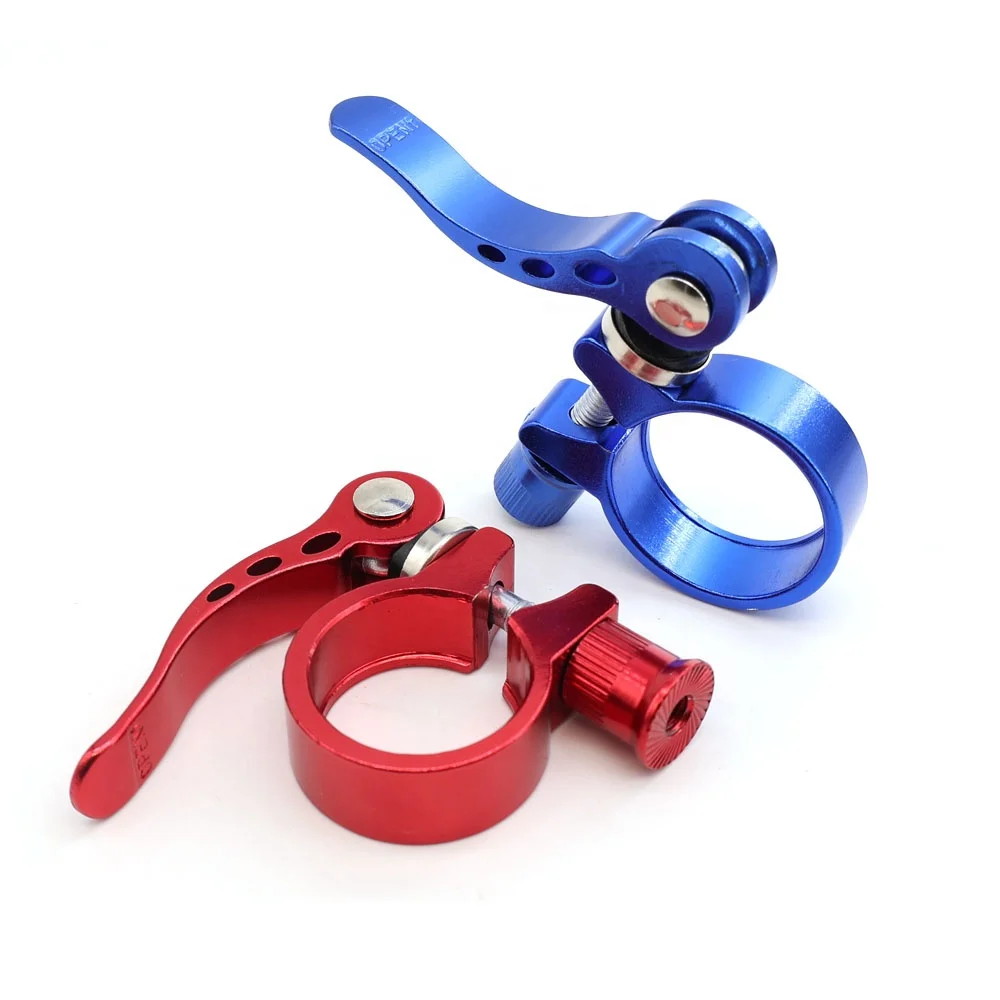 M5 Red Blue Anodized Aluminum Quick Release Cam Handle Seat Post Clamp For Pipe