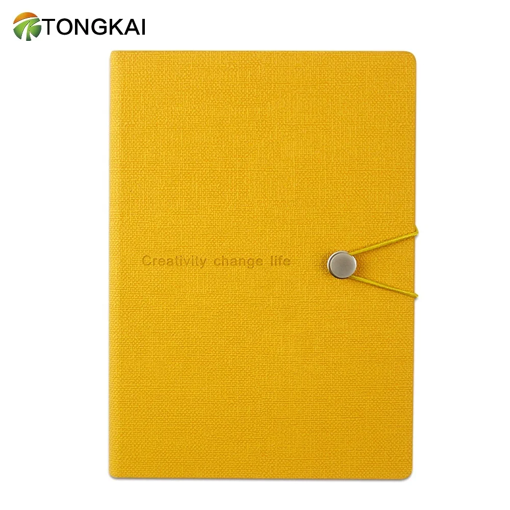 Custom A5 Fabric Pattern Faux PU Leather Soft cover Journal Notebook With A Elastic Rope Or Band