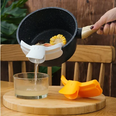 Anti-spill Duckbill Drain Pans Leak-proof Pot with Round Mouth Edge Liquid Deflector Funnel Soup Kitchen Gadgets