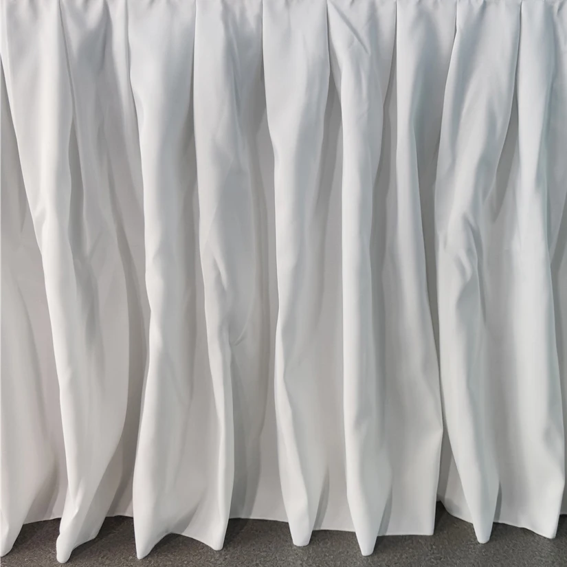 wholesale 6ft rectangular ruffled wedding banquet table skirt factory