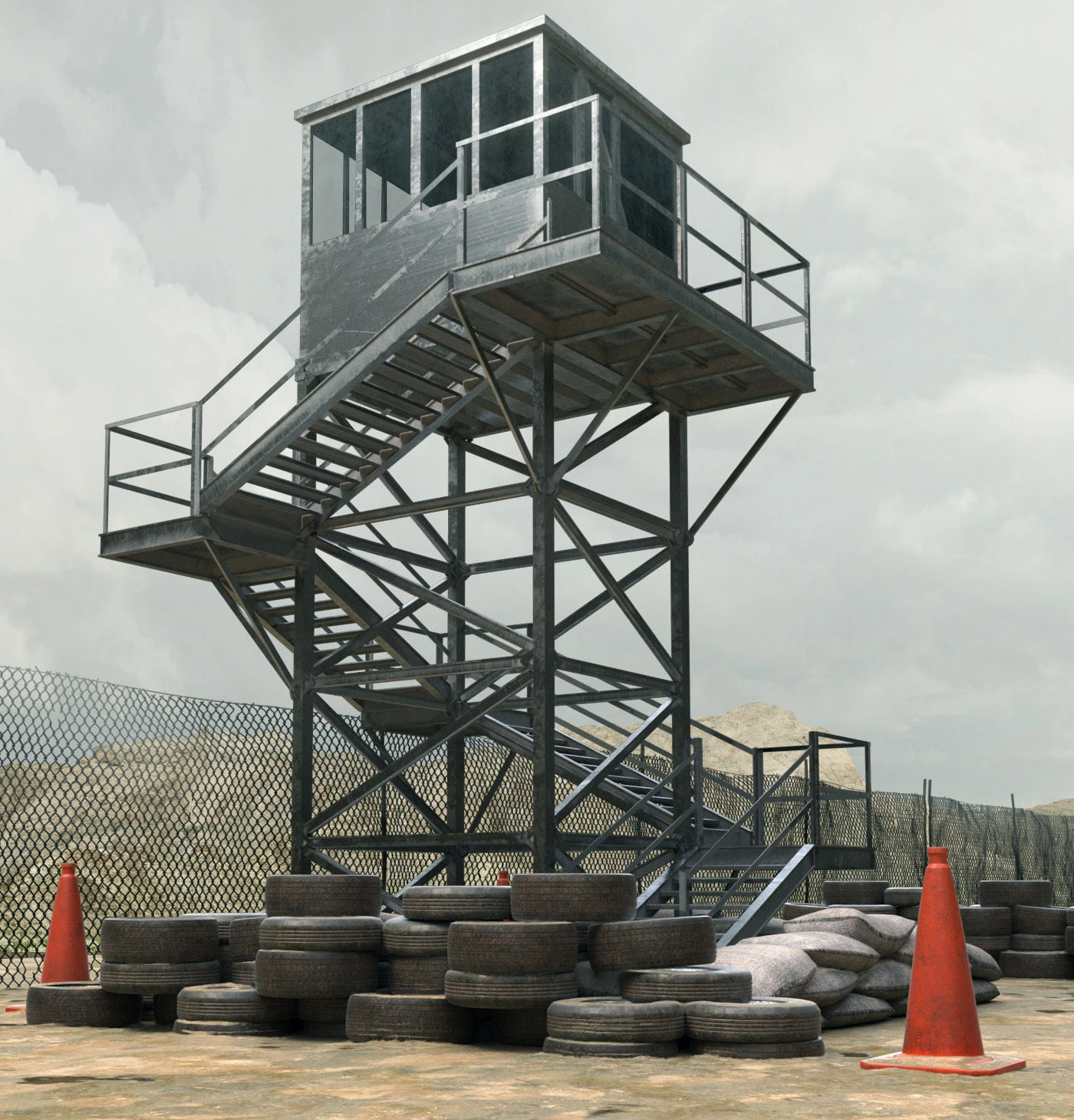 Prefab steel fast construction lookout tower guard security observe fire lookout tower with lightning protection