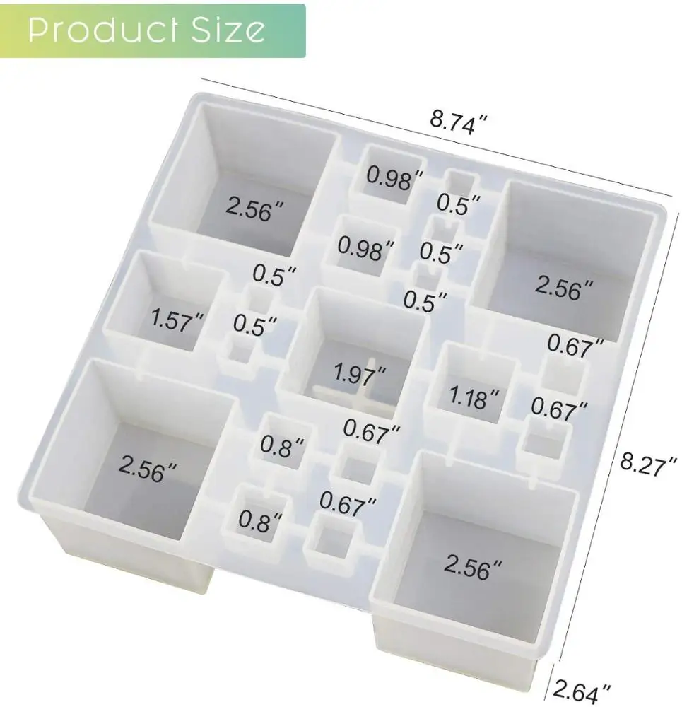 Large Square Mold Silicone Mold for Resin,Clear Epoxy Resin Molds for DIY Orgonite Pyramid
