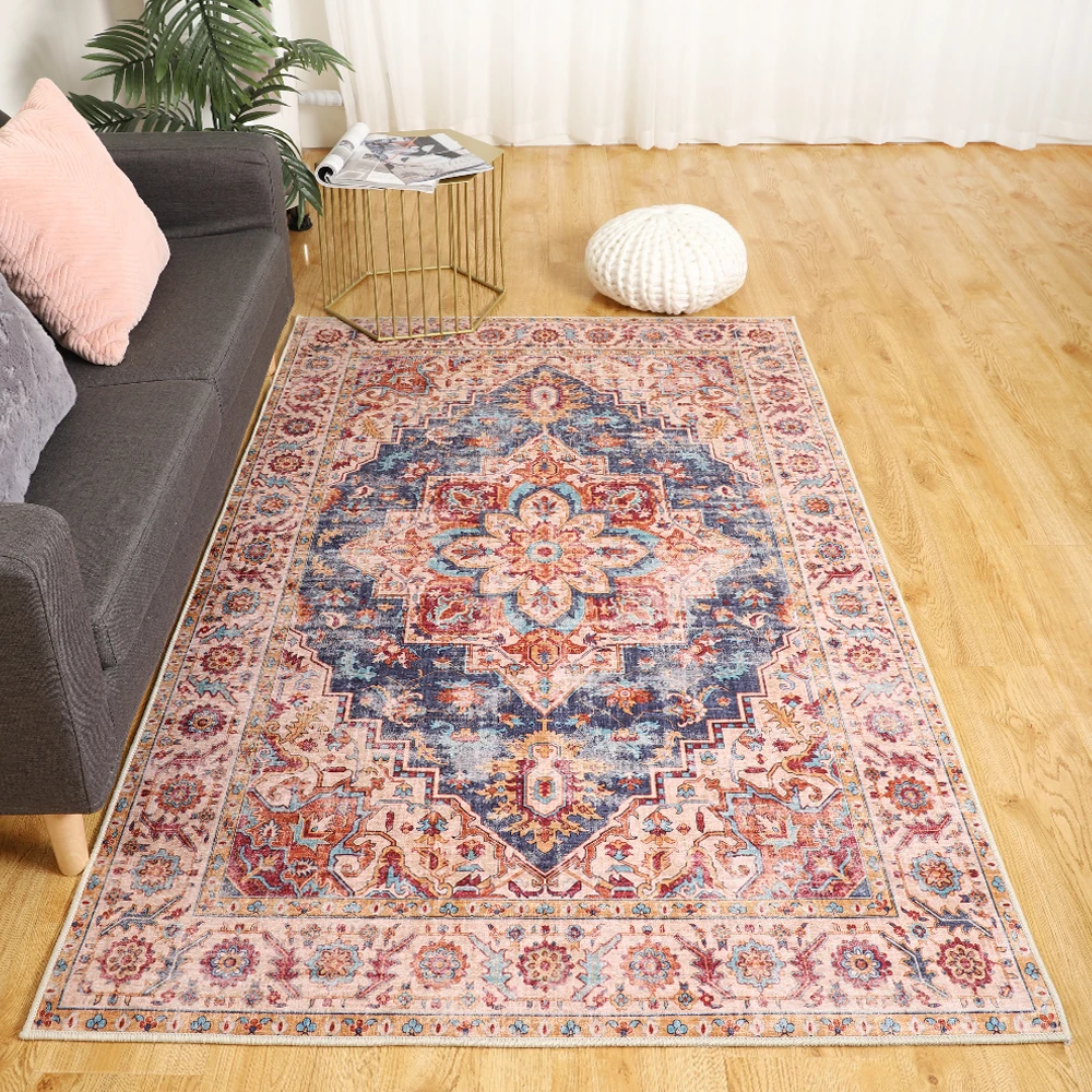 hot selling bohemian style distressed carpet 3d transfer printing carpet easy-care sofa living room floor rugs