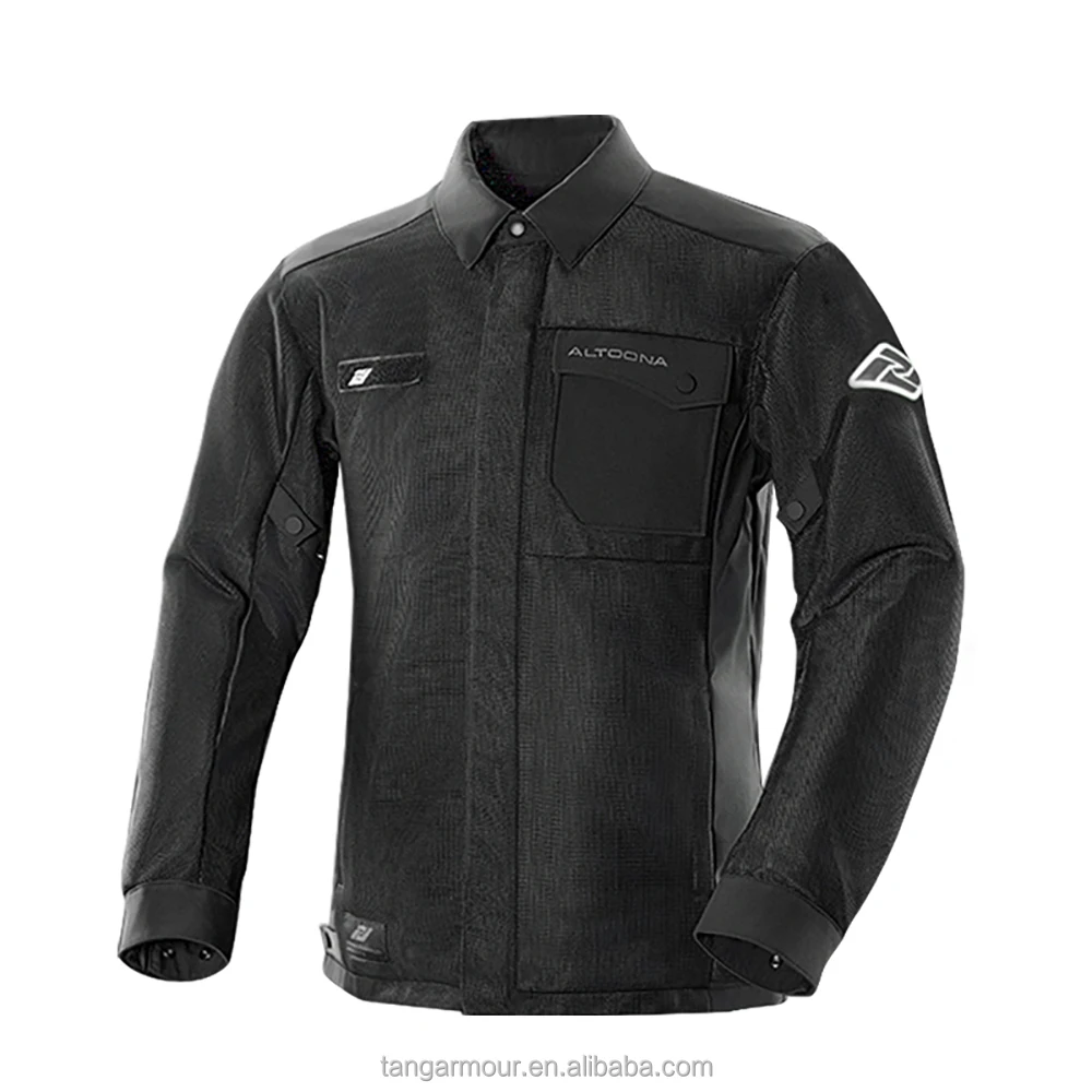 Mens Motorcycle Jacket Summer Breathable Protective Shirt Collar Jackets Retro Black Motorbike Mesh Clothing Moto Equipment