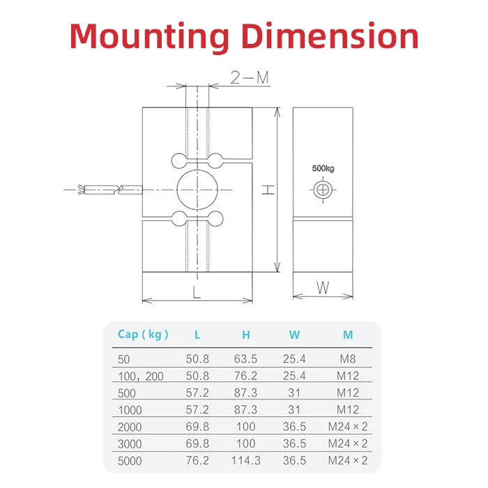 right 50kg 100kg 200kg  500kg 1000kg 2000kg 3000kgs 5000kg s-type  load cell 2 ton to 5 ton force sensors