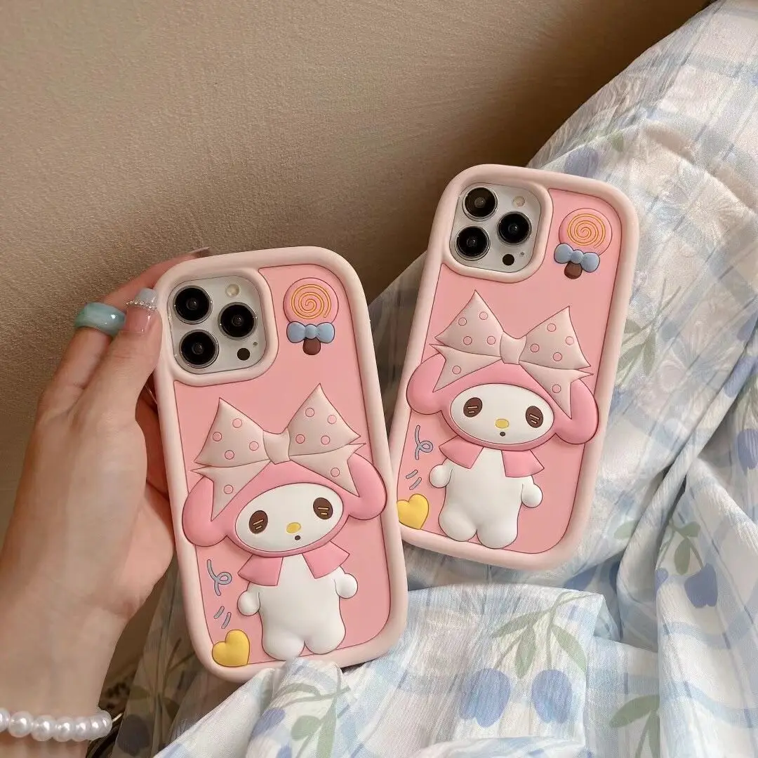 My Melody Kuromi Soft silicone phone Case For Apple IPhone 11 12 13 14 Pro Max  Silicone cartoon mobile phone back Cover