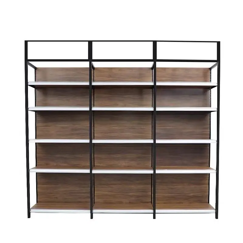 Custom store rack wooden shelves for super market wooden display supermarket racks shelves liquor store interior