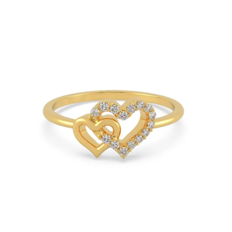 Wholesale Solid Gold Heart Rings Engagement 22K Gold Ring Jewelry