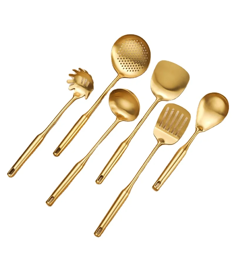 Luxury Golden Buffet Food Ladle Kitchen Utensil Sets