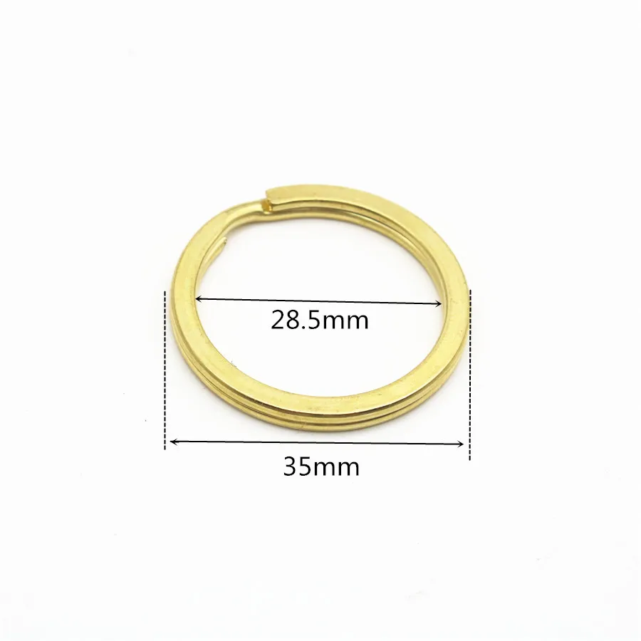 Solid Brass Split Rings Double Loop Keyring 20mm-35mm Bag Hook Connector Keychain Keys Holder DIY Leather Craft Hardware