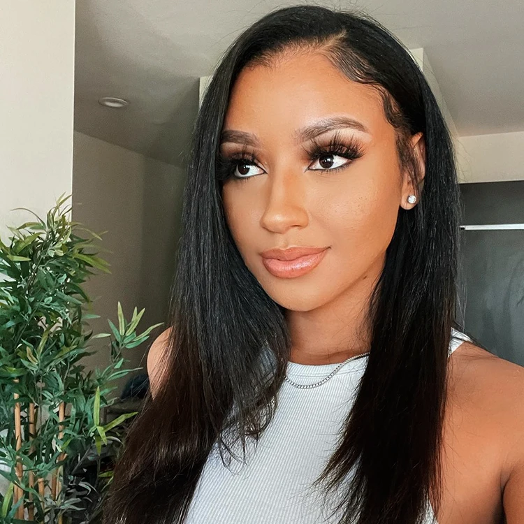 Forcuteu человеческие волосы 16 дюймов длинные выровнять 100% Virgin с прямыми Швейцарский прозрачный фронта шнурка человеческих волос парик для черных женщин