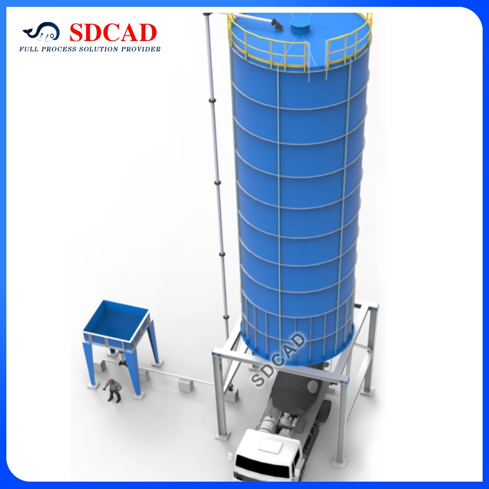 SDCAD  70-120 mesh sand White cement silo outdoor cement storage silo