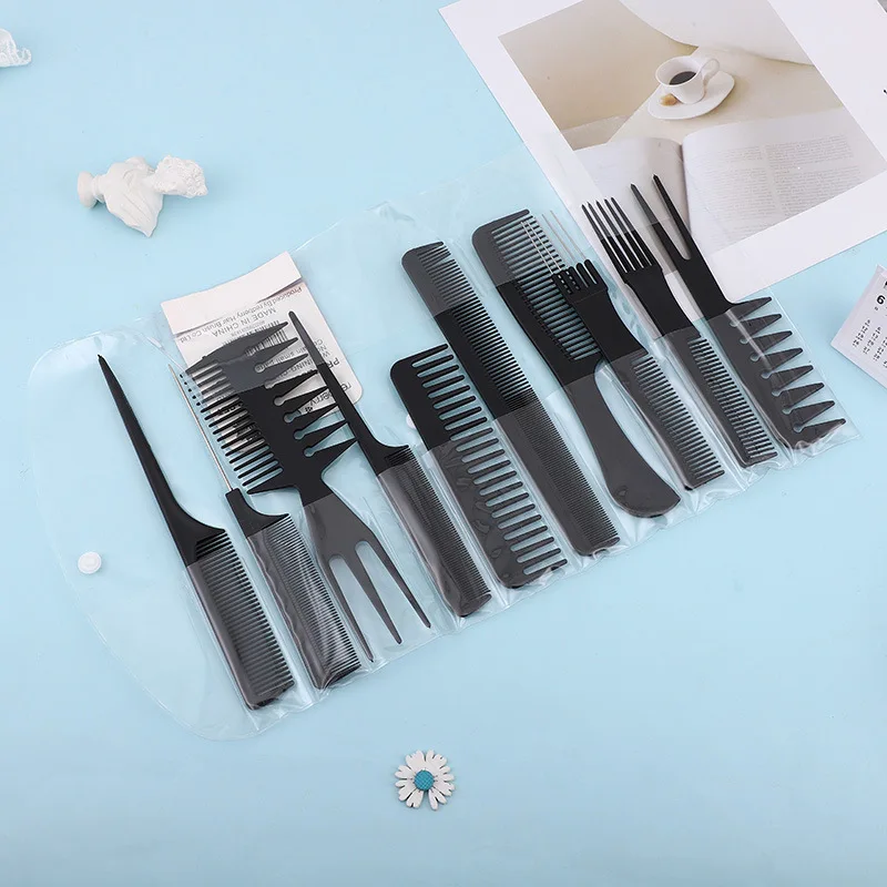 YUE Explosion Style Simple New 10-piece Hairdressing Comb Hairdressing Comb Combination Set Barber Shop  Hairdressing Comb