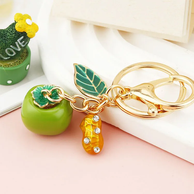 Good Things Happen Key Chain Creative Gift Persimmon Peanut Good Luck Keychain For Purse Accessories