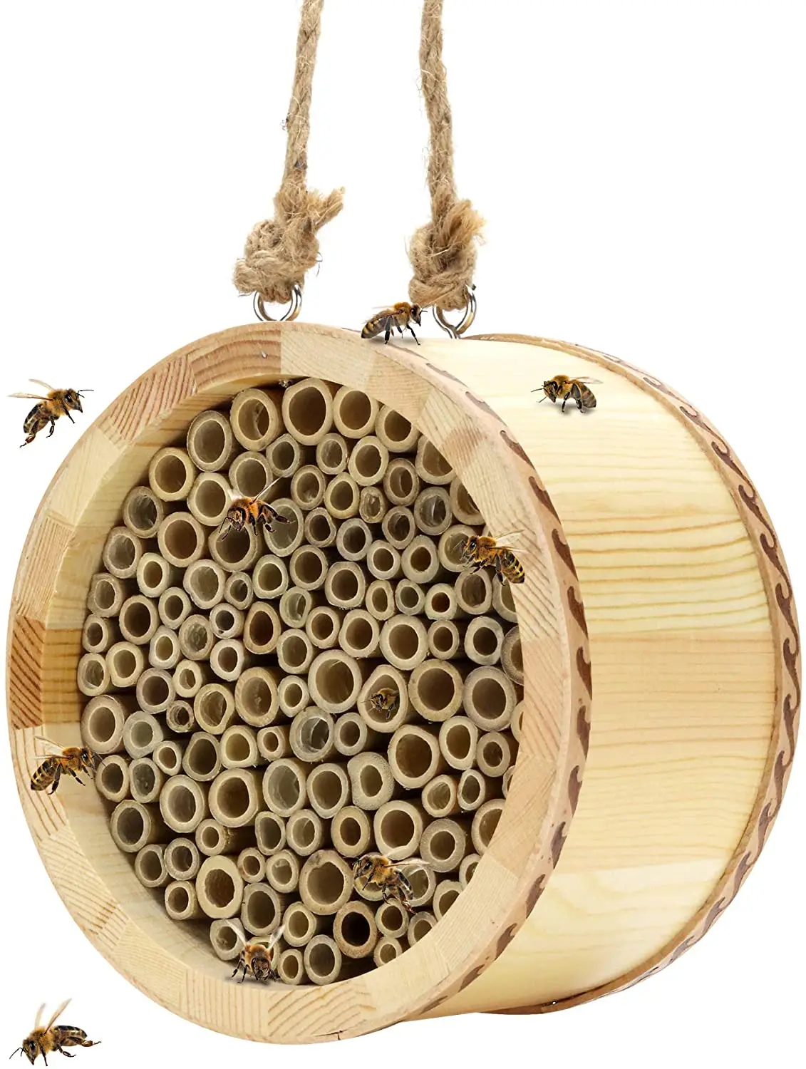 Handmade Timber Solid Round Wooden Bee House for Sale