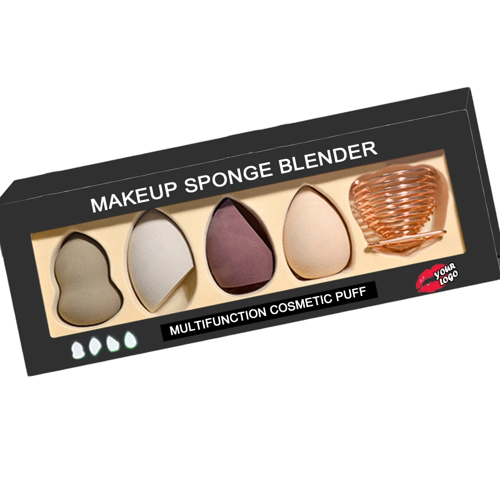 
ODM OEM Latex Free Multi Color 4pcs/set 40*60mm Face Cosmetic Beauty Makeup Sponge Blender With packaging box 