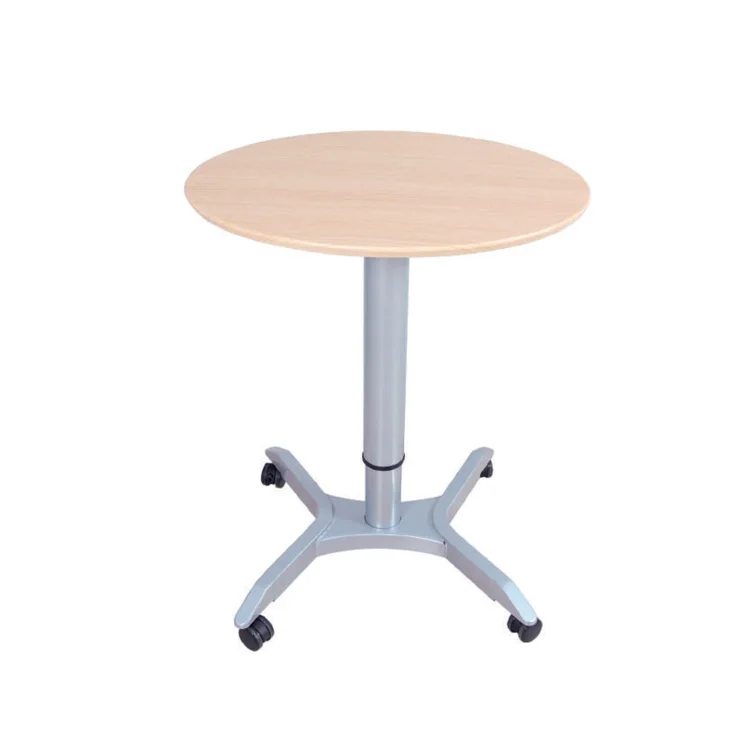 High-end modern design pneumatic lifting oval computer desk standing type with pulley bedroom laptop desk