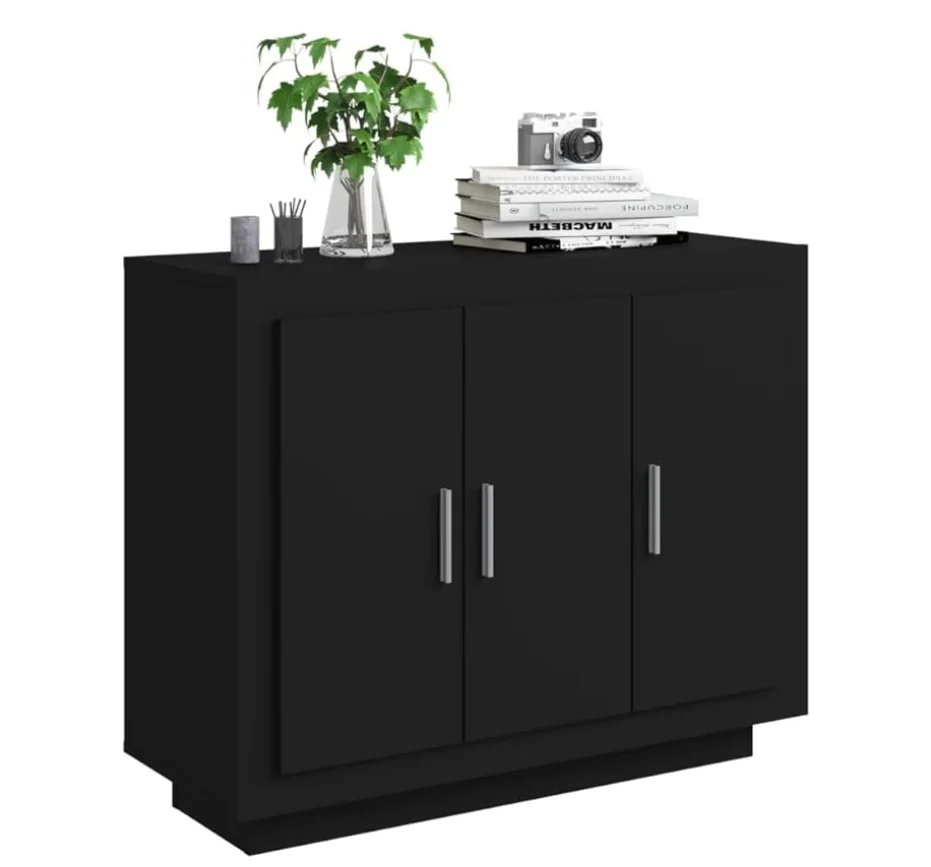 MAY HOME Furniture Wood Black - Modern and Elegant Home Storage Cabinet with Shelves and Doors, Easy to Clean