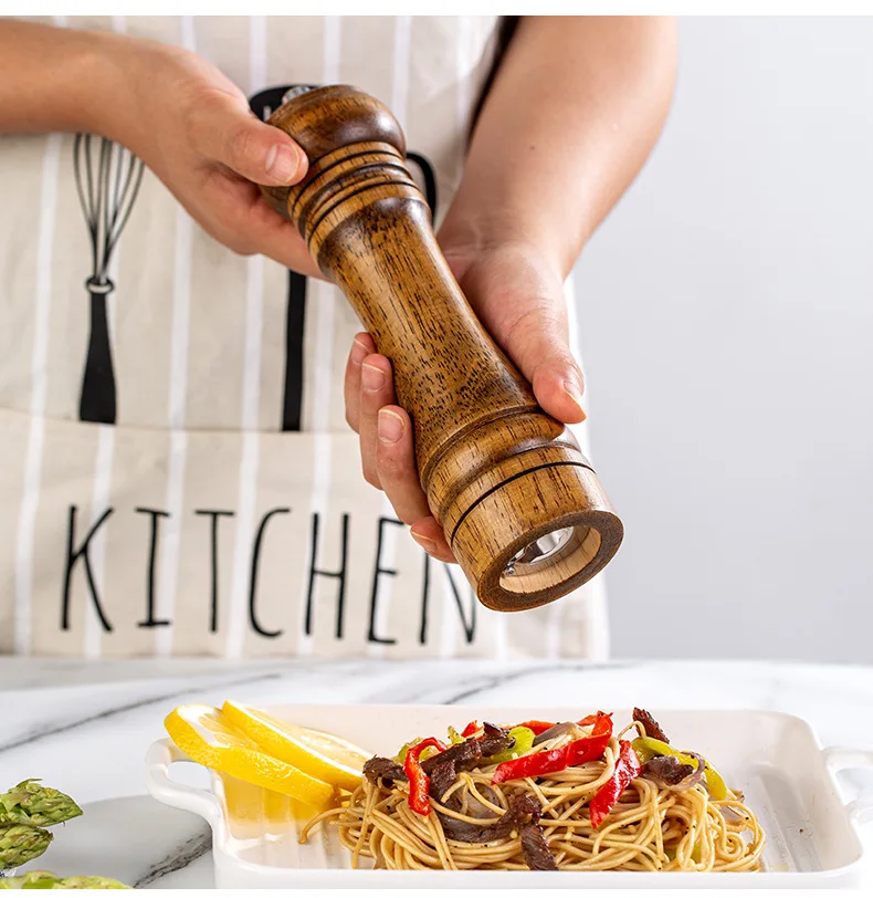 Adjustable Vintage Colors Oak Grinder Solid Wood Spice Pepper Mill Wooden Salt and Pepper Grinder Set