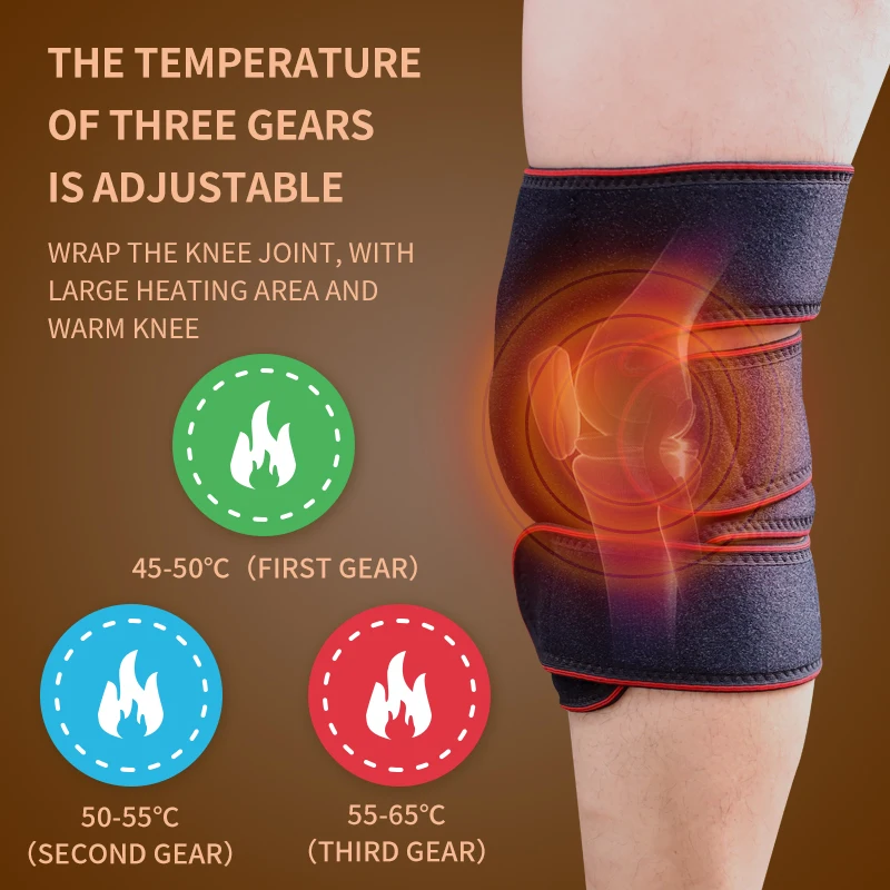 Греющий наколенник с зарядкой, регулируемый и теплый, снимает боль в колене, для мужчин и женщин, 2022