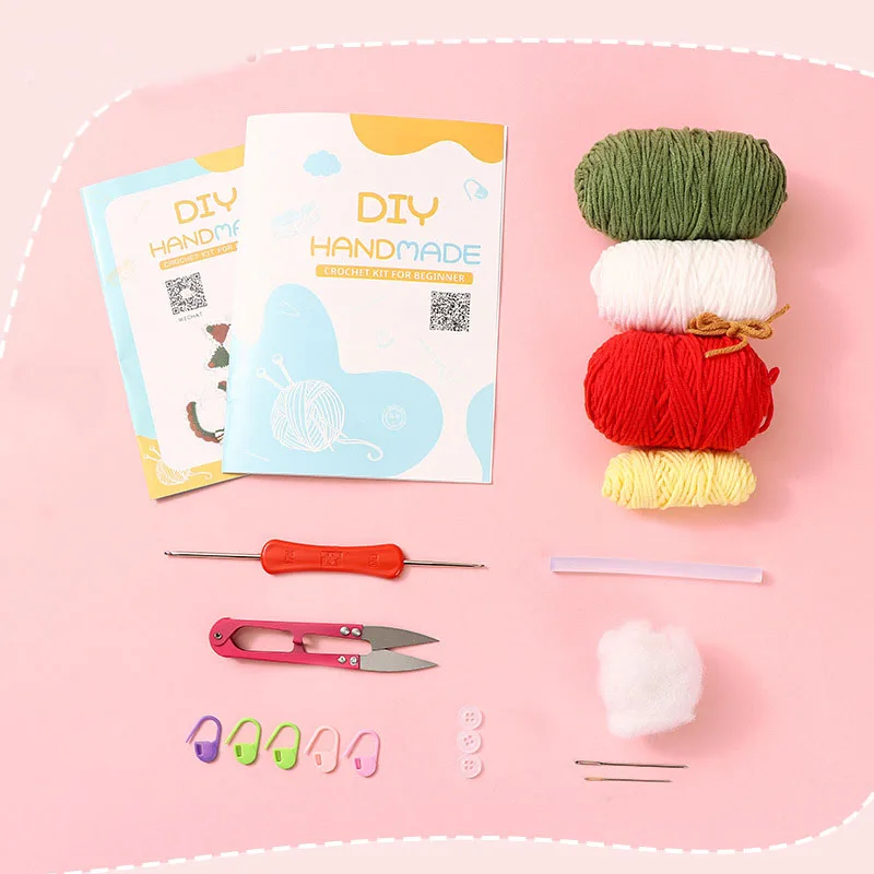 Hot Sale Custom Crochet Christmas Costume Hand-woven Material Set Pet Bib Knitting  Crochet Kit for Beginners Adults Kids