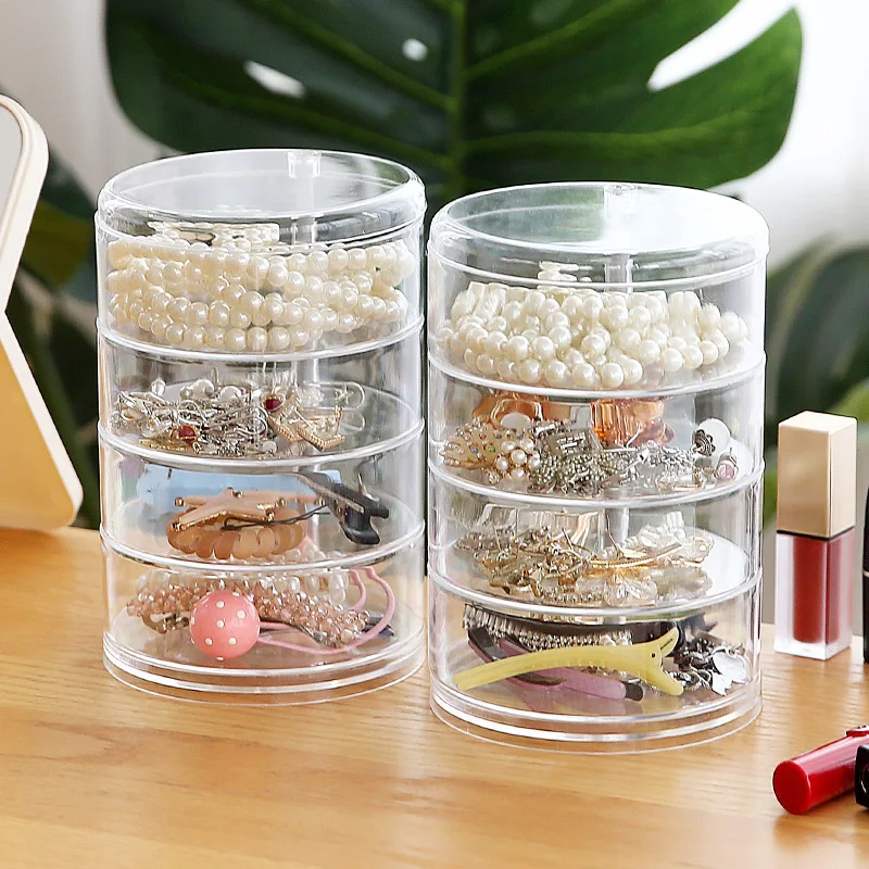 2023 Fashion Design 4 Layers 360 Rotatable Cosmetics Beauty Container Earrings Ring Necklace Jewelry Organizer Storage Box