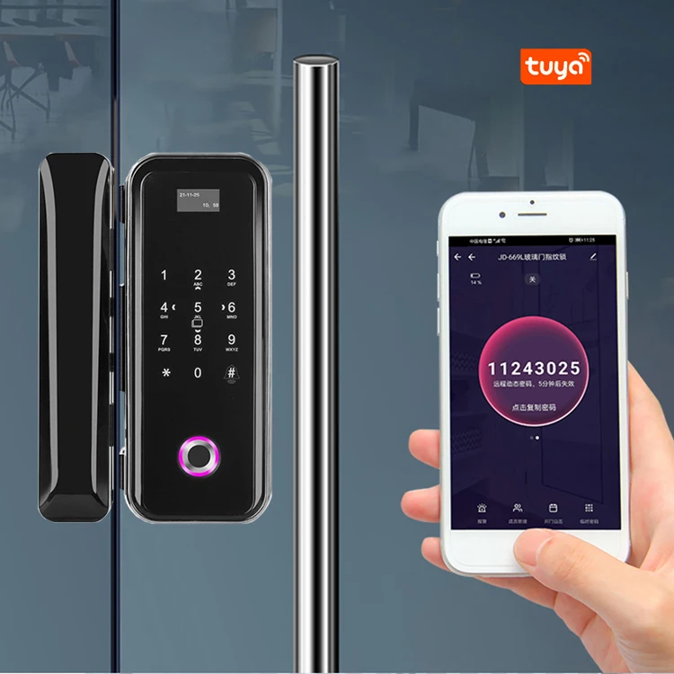 tuya wifi frame glass lock door mortise latch locks handle with & keys house Electronic cerradura inteligente for front door