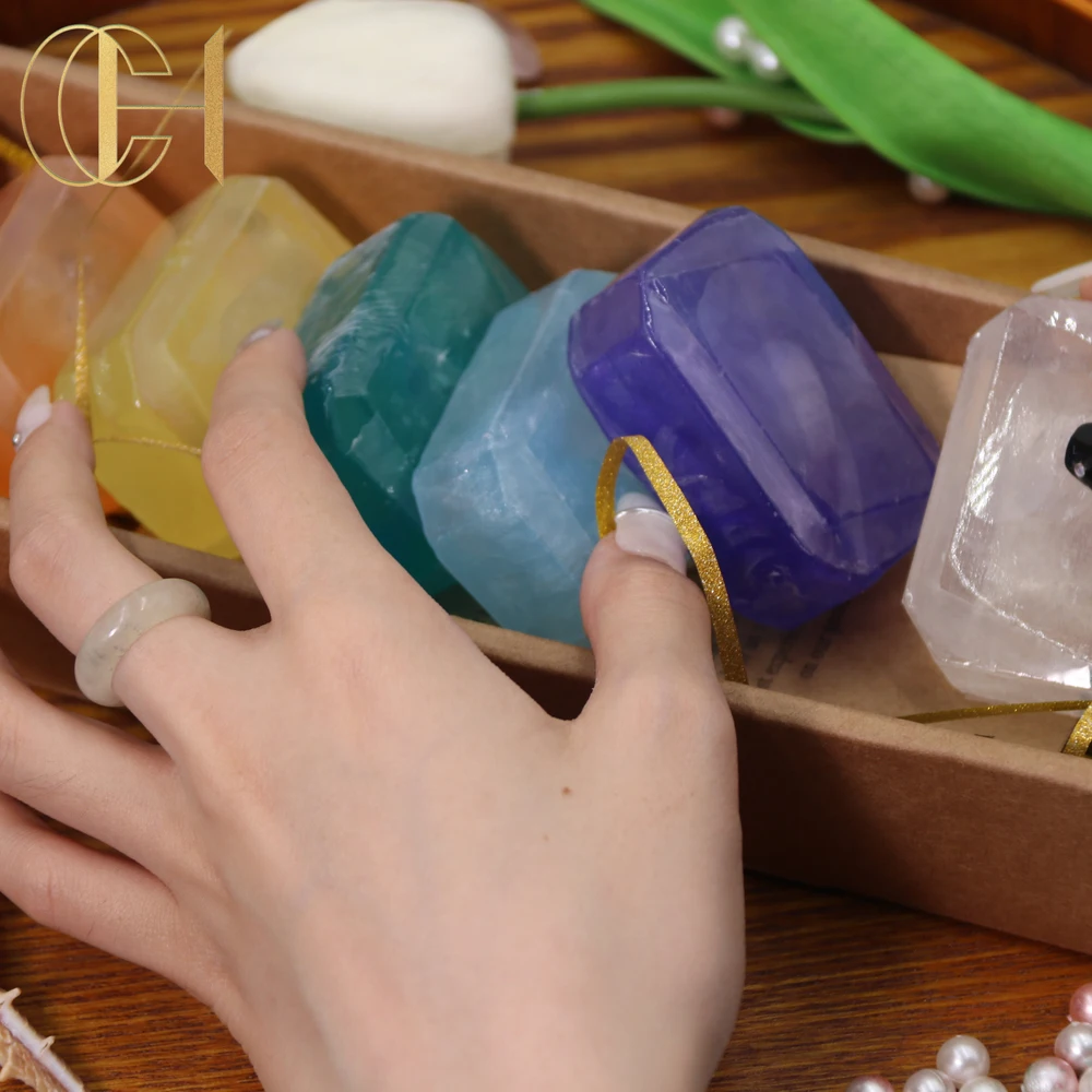 Kabbalah Private Label Colorful Gem Stone Shaped Handmade Natural Crystal Soap Basic Cleaning Bath Soap Stone shape Soaps
